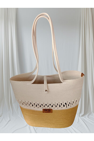Metasupla حقيبة يد من القش للشاطئ مصنوعة يدويًا بخيوط ثلاثية