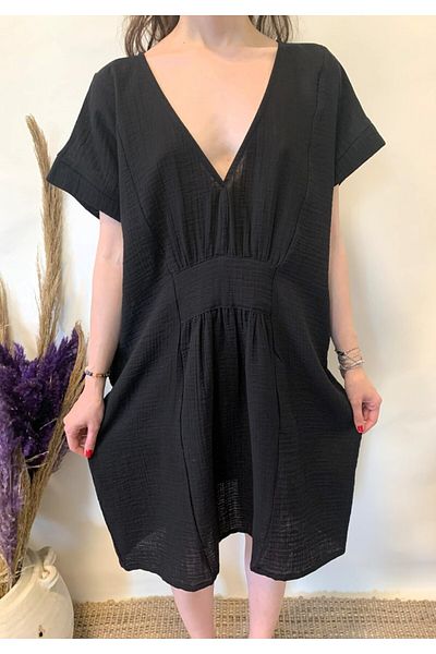 ARİNNASİDE Muslin V-Neck Front Detailed Dress