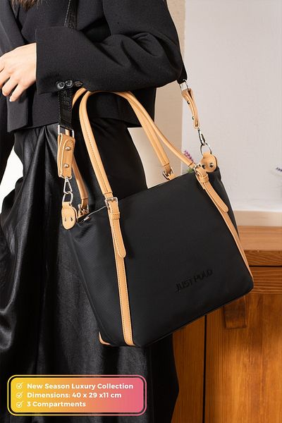 Just Polo Original Women's New Season 3 Compartment Luxury Soft Leather Adjustable Cross Column Strap Shoulder Bag