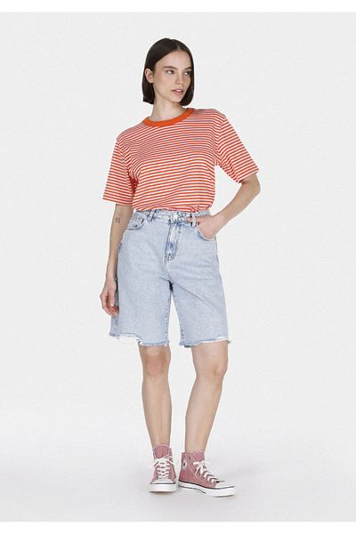Colin's Regular Fit High Waist Straight Wide Leg Women's Bleach Indigo Denim Jean Shorts
