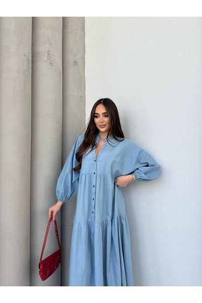 PREMİER VİE فستان من قماش الدنيم برقبة على شكل حرف V من TESETTÜE