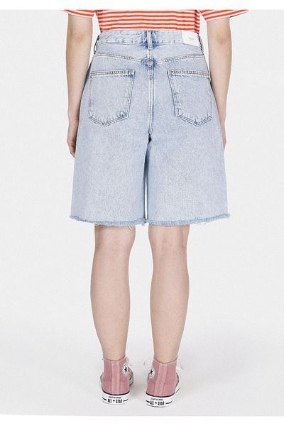 Colin's Regular Fit High Waist Straight Wide Leg Women's Bleach Indigo Denim Jean Shorts