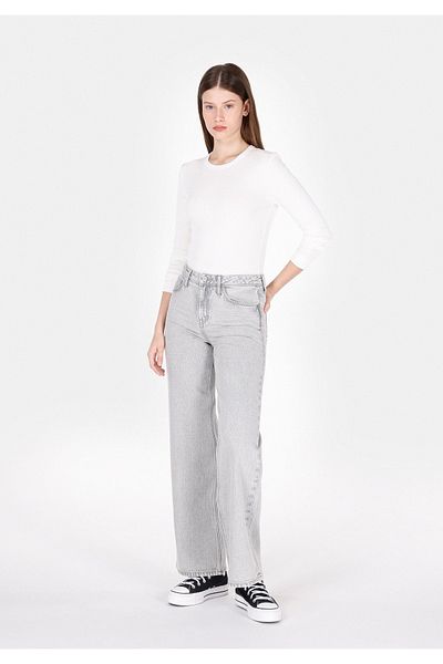 Colin's Regular Fit High Waist Wide Leg Women's Gray Jean Trousers