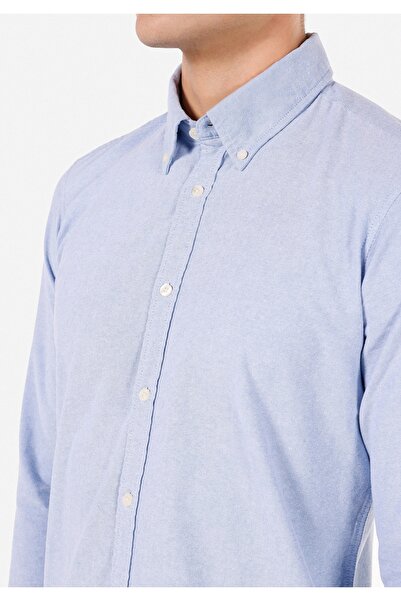 Colin's Slim Fit Shirt Neck Erkek Mavi Uzun Kol Gömlek