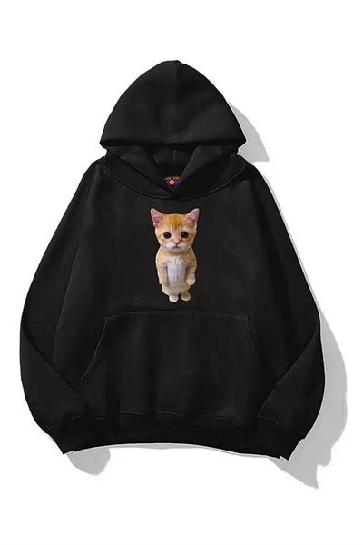 1blood Unisex Sad Cat Sweatshirt Black