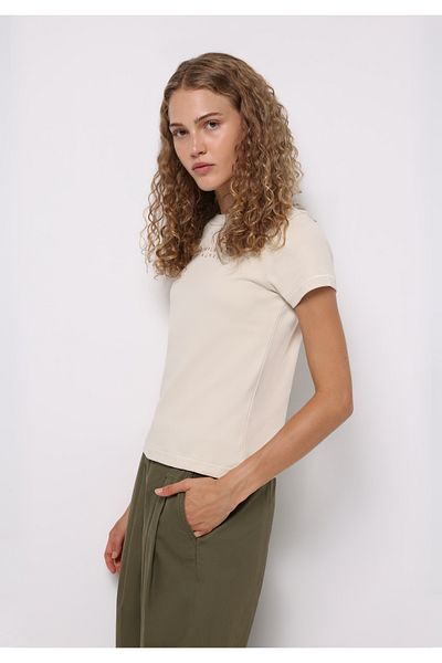 Colin's Slim Fit Round Neck Printed Women's Ecru Short Sleeve T-Shirt