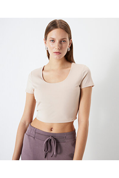MODİNOVA İpekyol Round Neck Crop T-Shirt