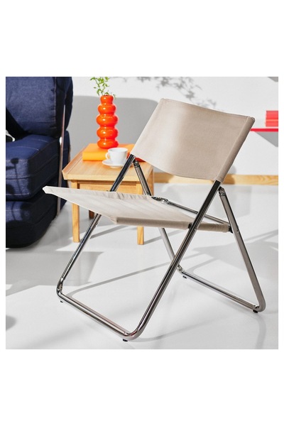 IKEA katlanır sandalye, paslanmaz çelik-bej