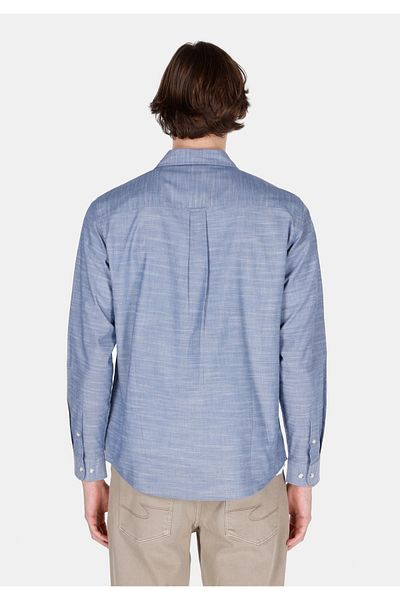 Colin's Regular Fit Shirt Neck Plain Men's Blue Long Sleeve Shirt