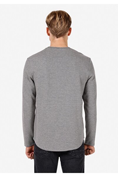 Colin's Регулярний крій, круглий комір, смугастий, чоловічий, сірий, довгий рукав, футболка