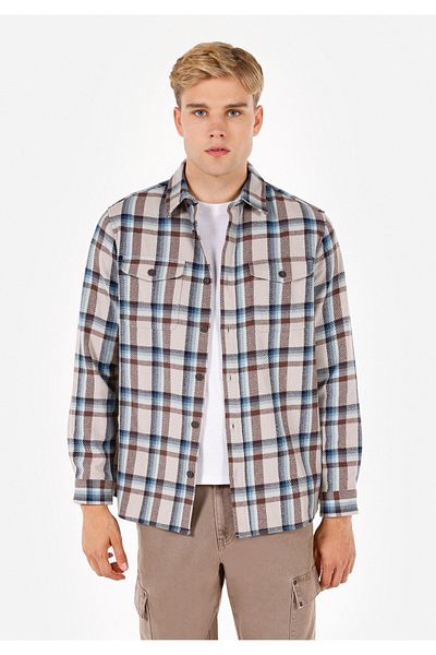 Colin's Comfort Fit Shirt Neck Plaid Men's Multicolor Long Sleeve Shirt