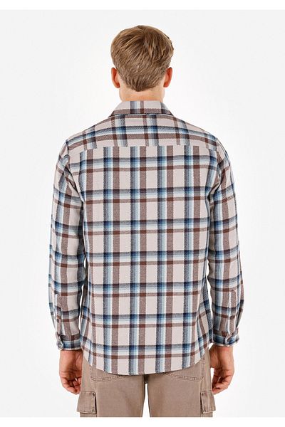 Colin's Comfort Fit Shirt Neck Plaid Men's Multicolor Long Sleeve Shirt
