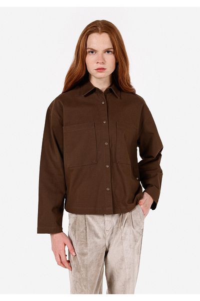 Colin's Relaxed Fit Shirt Neck Women's Brown Long Sleeve Shirt