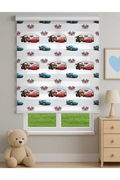 Home Sevimli Arabalar Temalı Dijital Zebra Stor Perde – Erkek Çocuk Odası İçi...