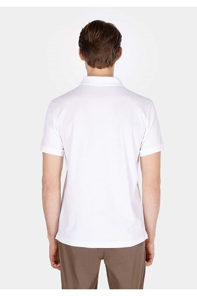 Colin's Regular Fit Polo Neck Plain Men's White Cotton Pocketless Short Sleeve T-Shirt