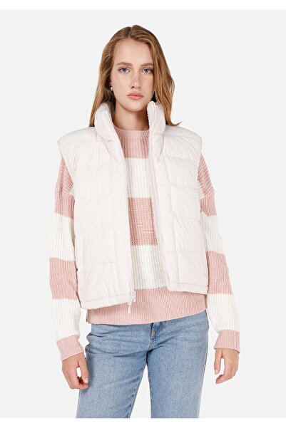 Colin's Regular Fit Dik Yaka Kadın Beyaz Yelek