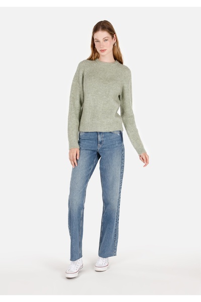 Colin's Normal Kesim Bisiklet Yaka Yeşil Kadın Kazak Cl1071121