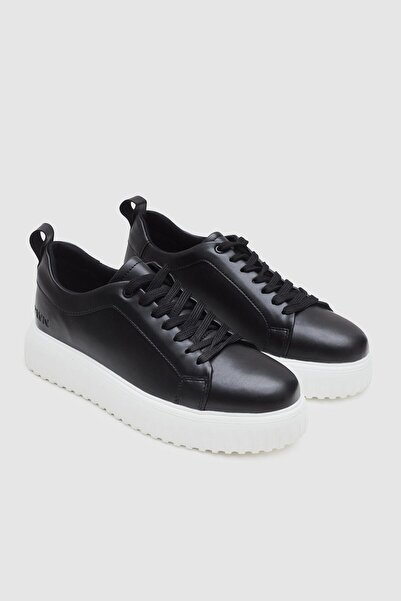 Twn White Sole Black Laced Thick Sneaker Shoes
