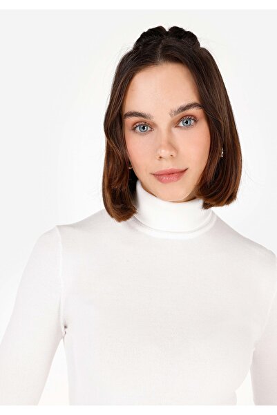 Colin's Slim Fit Balıkçı Yaka Kadın Beyaz Kazak