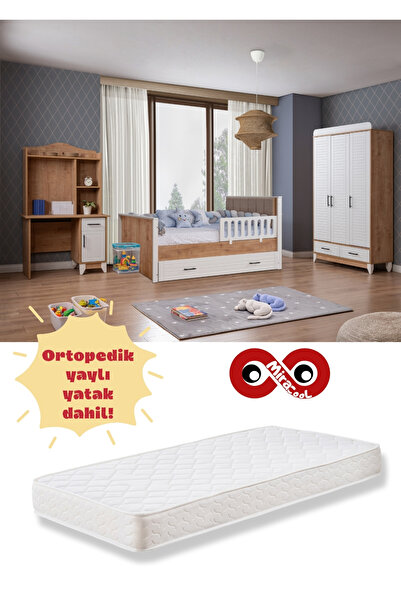 miracool Panjur Meşe Çocuk Odası / Ücretsiz Kurulum / Ortopedik Yaylı Yatak Dahil