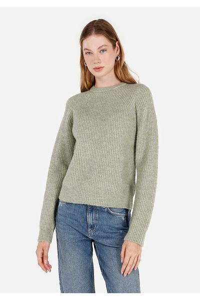 Colin's Regular Cut Crew Neck Green Women's Sweater Cl 1071121