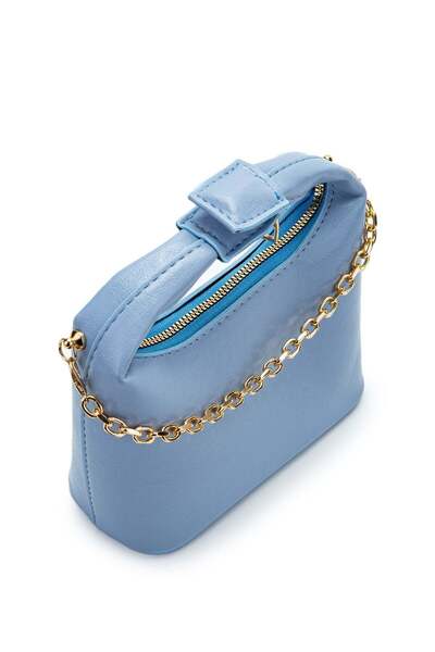 Melos Butik Geantă de mână și de umăr mini din piele albastru bebeluș cu lanț pentru femei