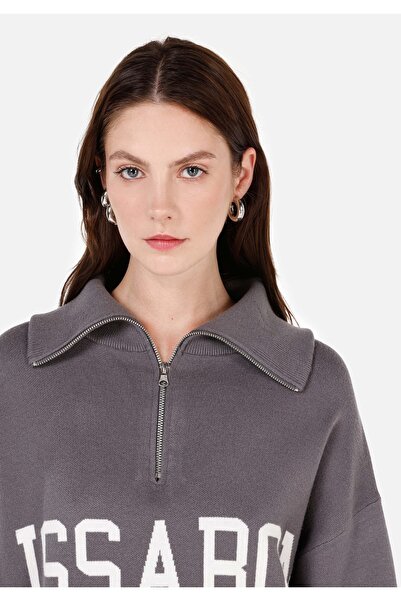 Colin's Comfort Fit Fermuarlı Kadın Gri Kazak