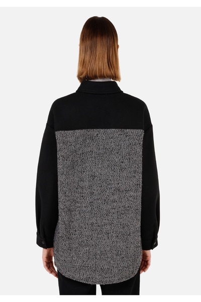 Colin's Relax Fit Shirt Neck Kadın Siyah Uzun Kol Gömlek