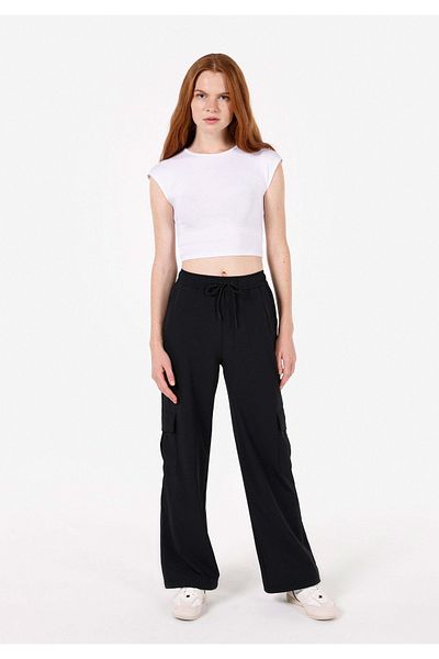 Colin's Regular Fit Low Waist Wide Leg Women's Black Trousers