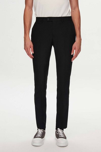 Twn Black Gabardine Fabric Trousers