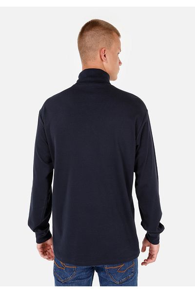 Colin's Comfort Fit Turtleneck Plain Men's Navy Blue Long Sleeve T-Shirt