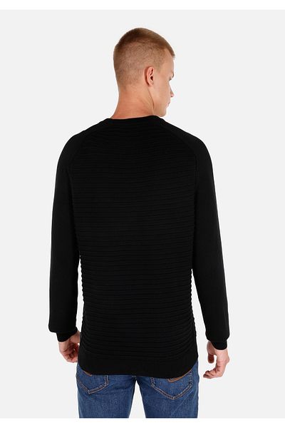 Colin's Regular Fit Round Neck Jacquard Men's Black Sweater