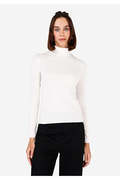 Colin's Slim Fit Balıkçı Yaka Kadın Beyaz Kazak