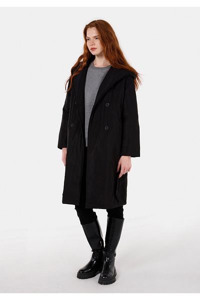 Colin's Regular Fit Hooded Women's Black Coat