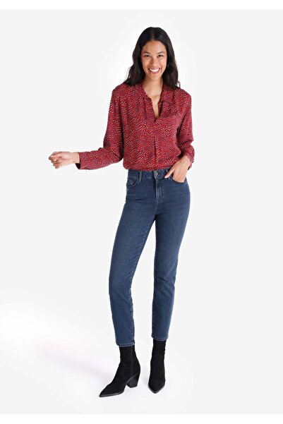 Colin's Slim Fit Orta Bel Düz Paça Kadın İndigo Fermuarlı Jean Pantolon