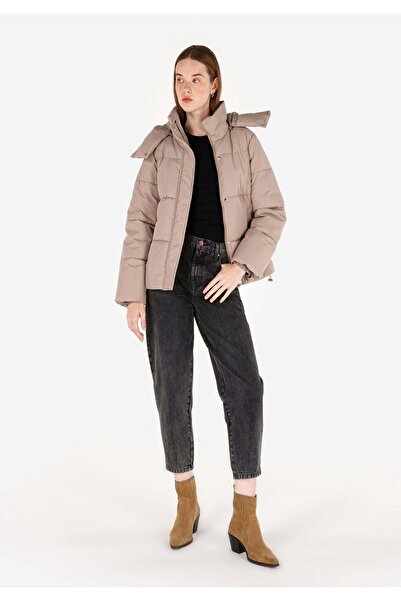 Colin's Regular Fit Kapüşonlu Fermuarlı Astarlı Kadın Bej Mont