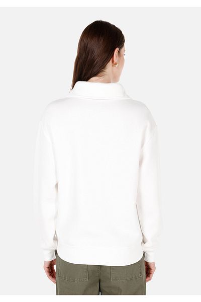 Colin's Regular Fit Zippered Embroidered Women's White Sweatshirt