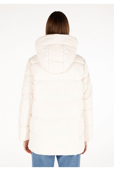 Colin's Regular Fit Hooded Zippered Lined Women's White Coat