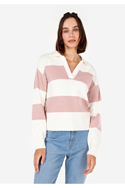 Colin's Slim Fit Polo Yaka Kadın Pembe Kazak