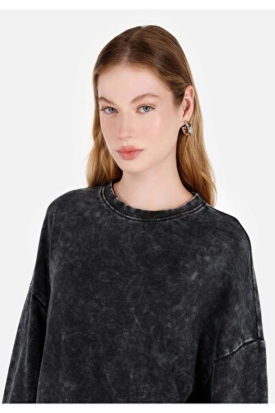 Colin's Comfort Fit Yuvarlak Yaka Kadın Antrasit Örme Sweatshirt