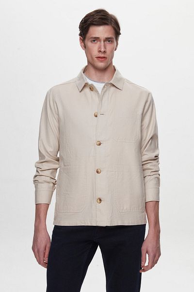 D'S Damat Beige Relaxed Fit Ds Groom Shirt Jacket