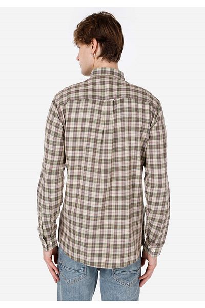 Colin's Regular Fit Shirt Neck Checked Men's Green Long Sleeve Shirt