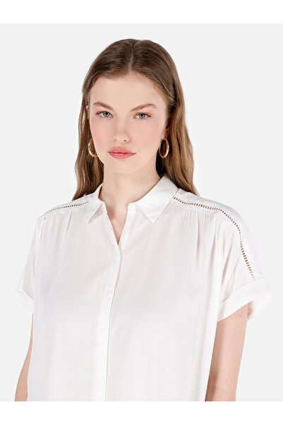 Colin's Regular Fit Shirt Neck Kadın Beyaz Kısa Kol Gömlek