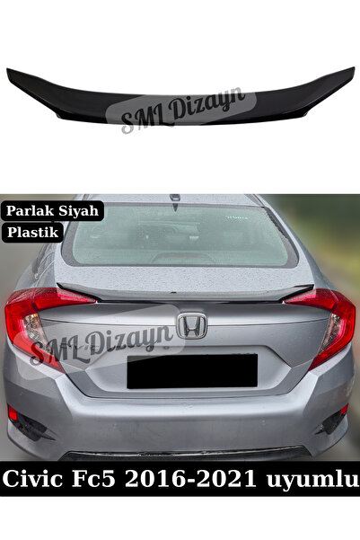 SML Dizayn Honda Civic Fc5 Spoiler 2016-2021 Parlak Siyah Civic Fc5 Bagaj-Üstü-Spoyler-Spoylır-Çıta