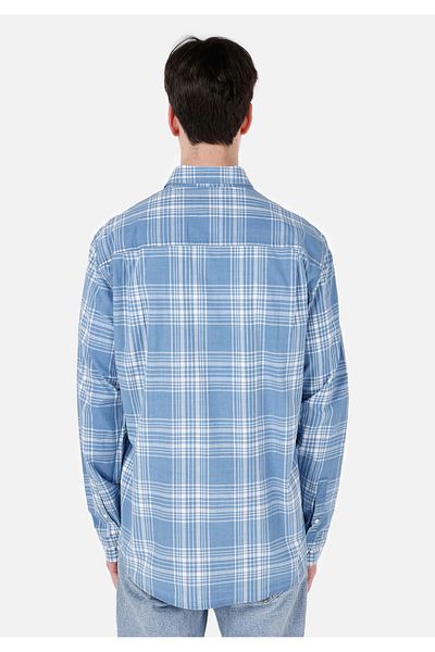 Colin's Regular Fit Shirt Collar Checked Blue Men's Long Sleeve Shirt