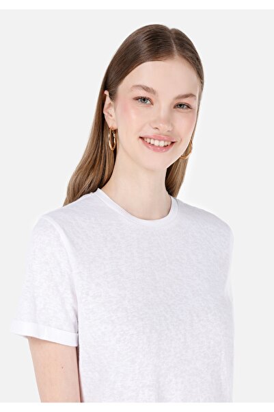 Colin's Tricou alb de damă cu mânecă scurtă