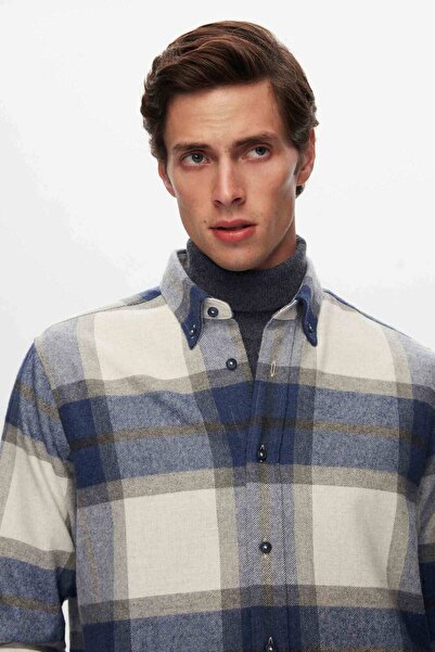 D'S Damat Ds Damat Comfort Lacivert Ekose Сорочка