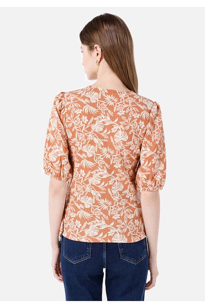 Colin's Slim Fit V-Neck Women's Brown Short Sleeve T-Shirt