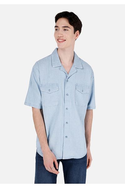 Colin's Oversize Fit Men's Blue Shorts Sleeve Shirt