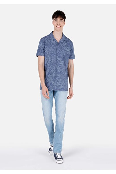 Colin's Tricou cu mânecă scurtă albastru pentru bărbați cu guler polo imprimat